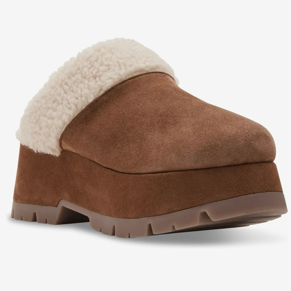 Steve Madden NWT Juney Chestnut suede platform clogs women’s 9